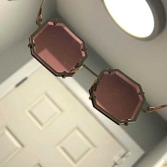 Dolce Gabbana Octagon Sunglasses DG 2216 02/84  55[] 20 Red Lenses Gold Hardware - Picture 13 of 16